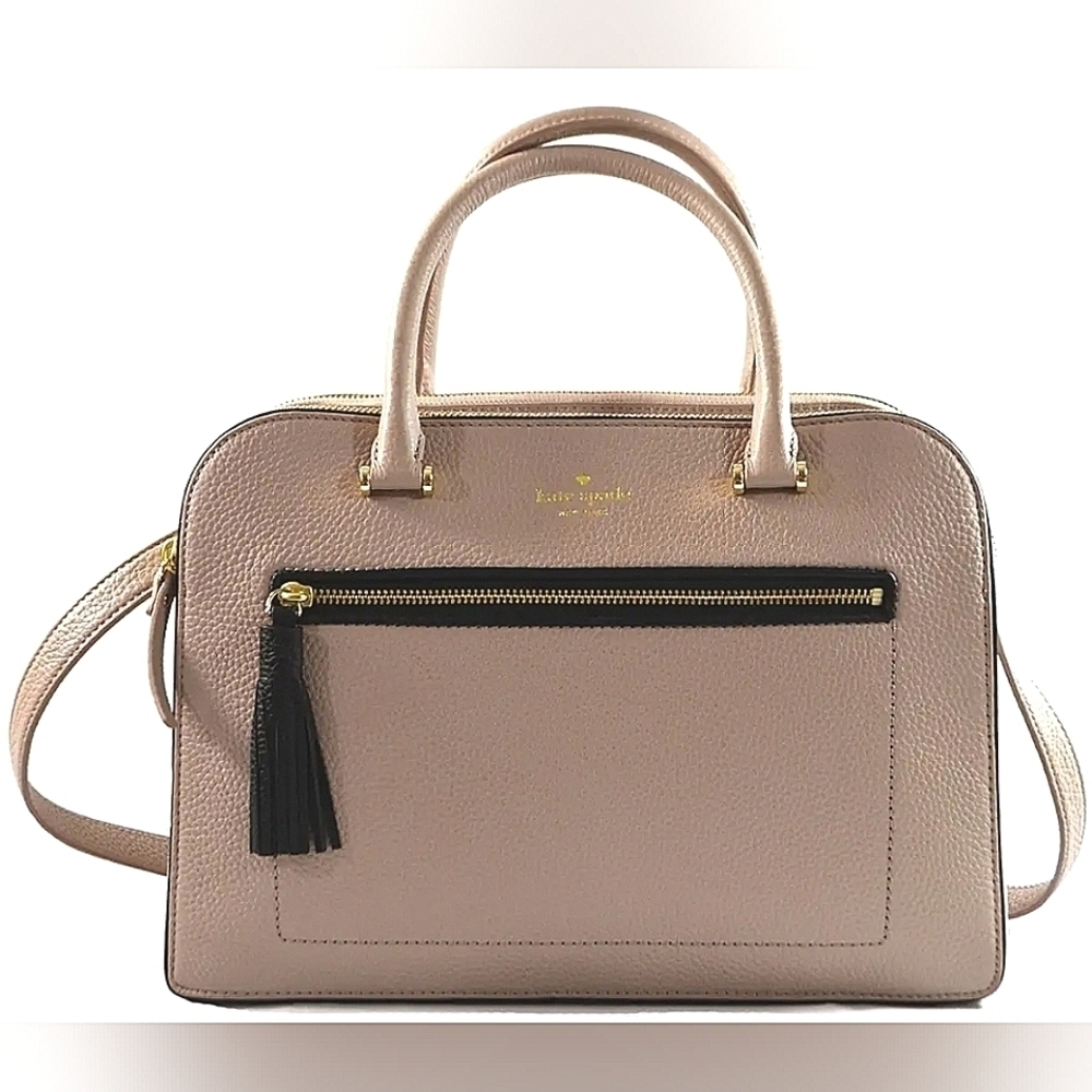 KATE SPADE NEW YORK HAND BAG ALMOND BLACK KALEN CHESTER STREET SATCHEL PURSE WOR